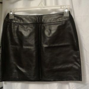 Express genuine leather lined mini skirt